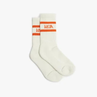 Calcetines icónicos de algodón blanco naranja
