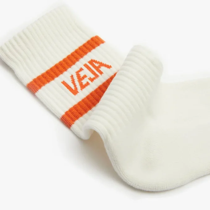 Calcetines icónicos de algodón blanco naranja
