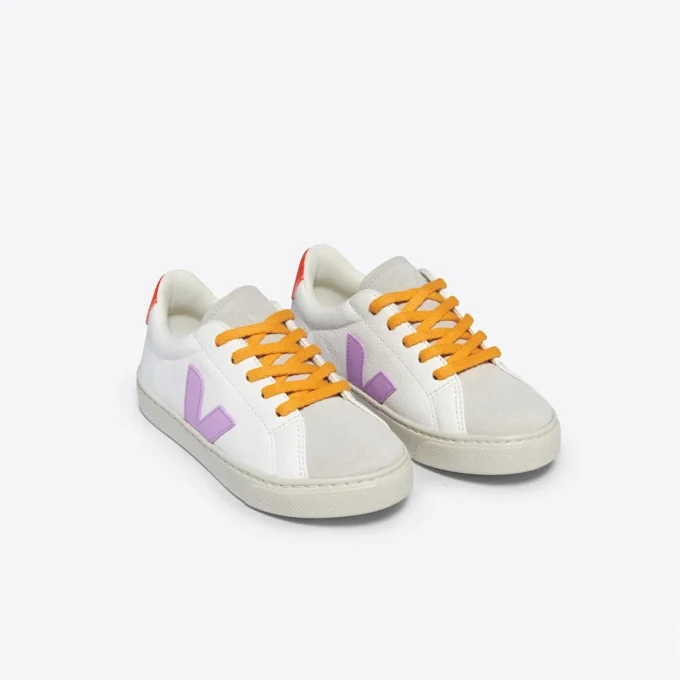 Cuero Esplar Blanco Orquídea Naranja Fluo
