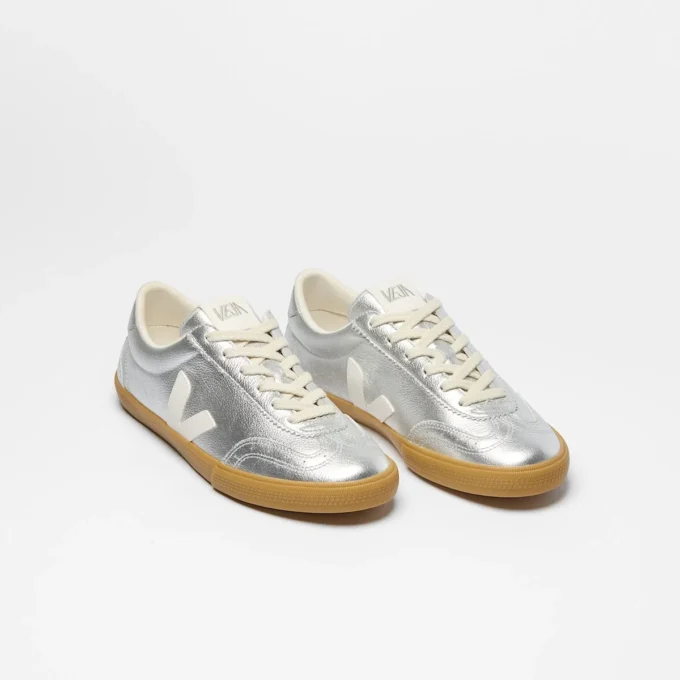 Volley Leather Silver White Natural